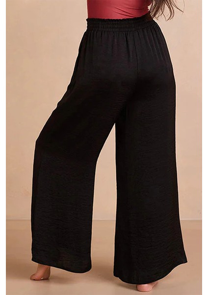 x Nurbeli Siyah Bel Lastikli Ispanyol Paça Geniş Beden Aralıklı Pantolon fiyatları