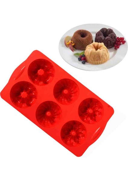 3D Figürlü Muffin Kek Kalıbı 6lı Kek Çörek Çikolata Kalıbı Silikon