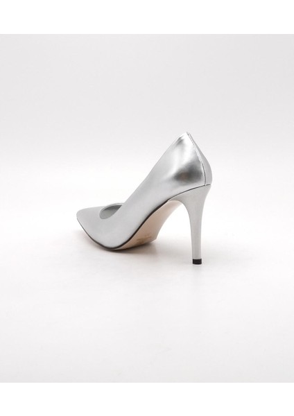 Bayan 36-40 Gümüş Stiletto Abiye Ayakkabı ( Topuk Boyu 9cm )
