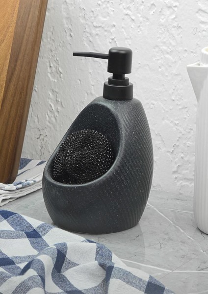Taş Desenli Sıvı Sabunluk - Sünger Hazneli Mutfak Sabunluğu - 700 ml - Çizgi Desen