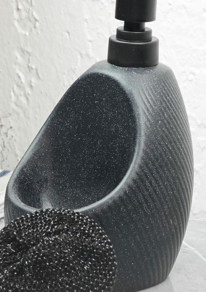 Taş Desenli Sıvı Sabunluk - Sünger Hazneli Mutfak Sabunluğu - 700 ml - Çizgi Desen