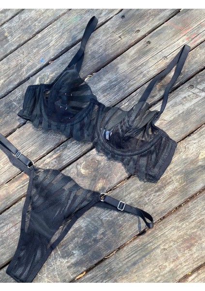 Siyah Çizgili Bralet Takımı