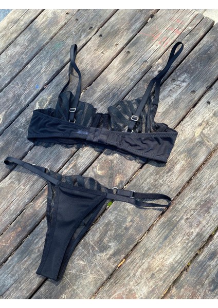 Siyah Çizgili Bralet Takımı