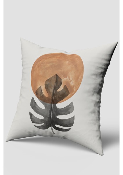 Siyah Yaprak Desenli Bohem Kırlent Kılıfı