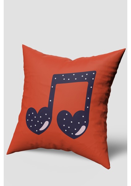Turuncu Siyah Müzik Notası Kırlent Kılıfı