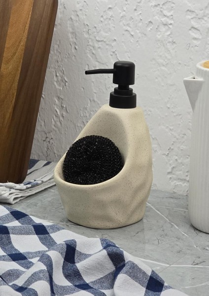 Taş Desenli Sıvı Sabunluk - Sünger Hazneli Mutfak Sabunluğu - 700 ml - Çakıl Desen