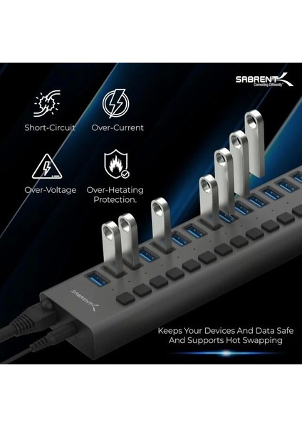 Çok Bağlantı Noktalı USB 3.0 ve Şarj Hub (HB-U930) 16-Port