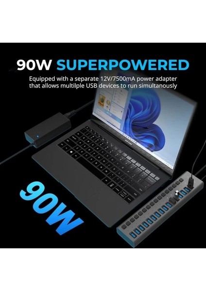 Çok Bağlantı Noktalı USB 3.0 ve Şarj Hub (HB-U930) 16-Port