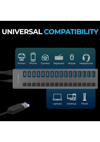 Çok Bağlantı Noktalı USB 3.0 ve Şarj Hub (HB-U930) 16-Port