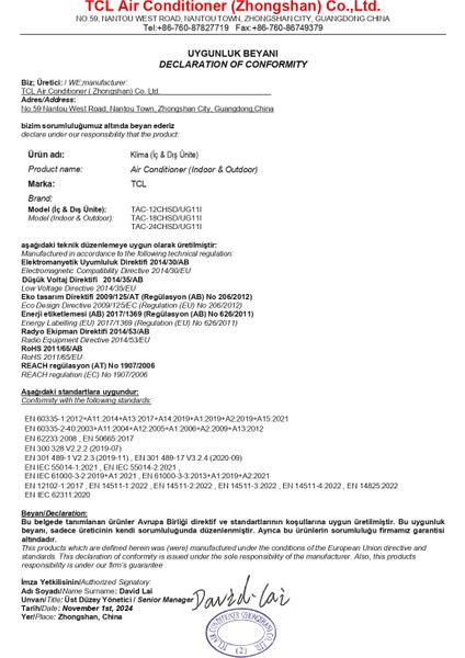 Voxın A+++ TAC-12CHSD/UG11I Inverter 12000 Btu Direkt Sesli Komutlu Yapay Zeka Destekli Duvar Tipi Klima