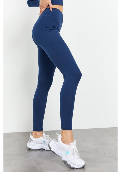 İndigo Yüksek Bel Uzun Kollu Slim Fit Crop Top Kadın Tayt Takım - 95286 indirimleri