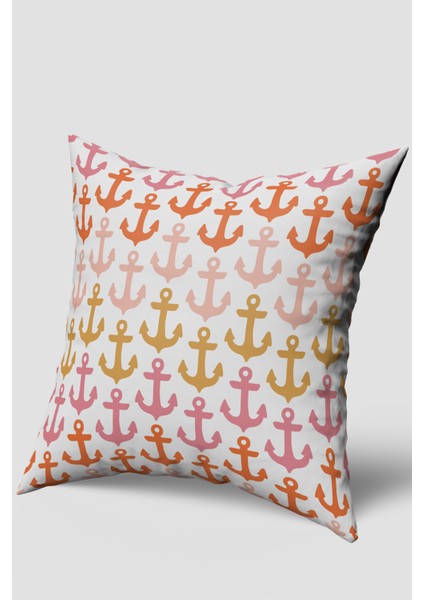 Pembe Beyaz Marin Desenli Kırlent Kılıfı