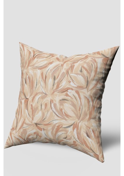 Krem Modern Soyut Desenli Kırlent Kılıfı