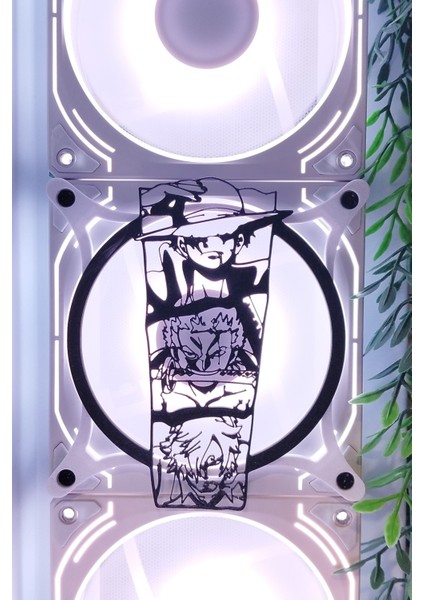 One Piece 120X120 mm Beyaz Çerçeveli Oyun Pc Aksesuarı, Masaüstü Bilgisayar Fan Kapağı