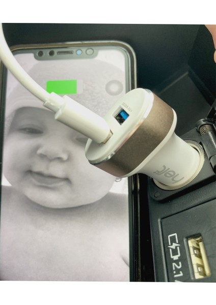 Araba Araç Çakmaklık Şarjı Cihazı Aleti Adaptörü Çift Girişli Araç Şarj Aleti+Lightning Kablosu modelleri