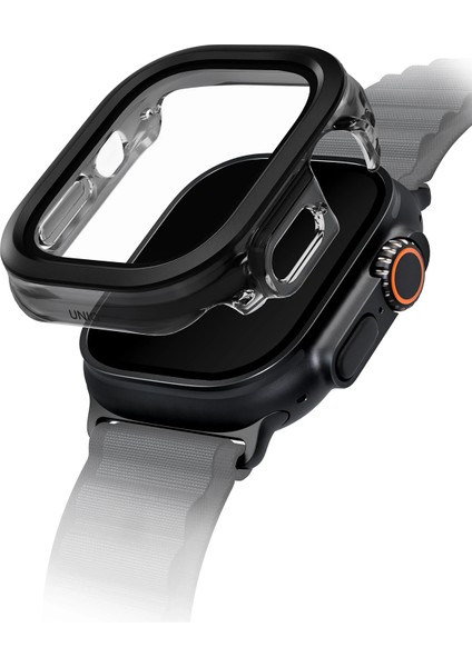 Apple Watch Ultra 49MM Kılıf Kasa Koruyucu Temperli Ekran Koruyucu 2 In 1 Camlı Kasa