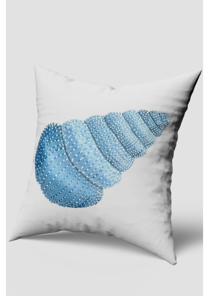 Mavi Beyaz Deniz Kabuğu Marin Desenli Kırlent Kılıfı