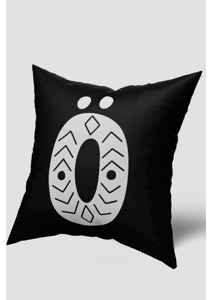 Siyah Beyaz Ö Harfli Kırlent Kılıfı