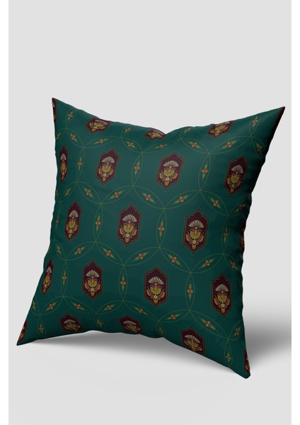 Yeşil Siyah Etnik Desenli Kırlent Kılıfı