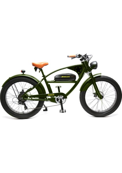 Rider Elektrikli Bisiklet 46 cm Disk Fren 26 Jant 7 Vites Haki Siyah