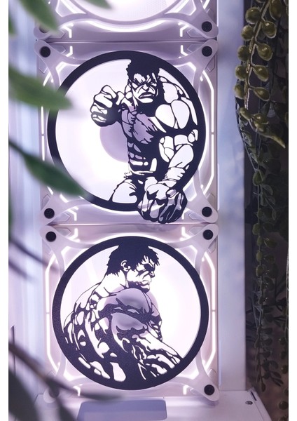 Hulk 120X120 mm Beyaz Çerçeveli Oyun Pc Aksesuarı, Masaüstü Bilgisayar Ikili Fan Kapağı