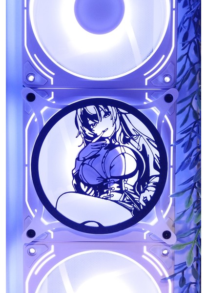 Rias Gremory 120X120 mm Beyaz Çerçeveli Oyun Pc Aksesuarı, Masaüstü Bilgisayar Fan Kapağı