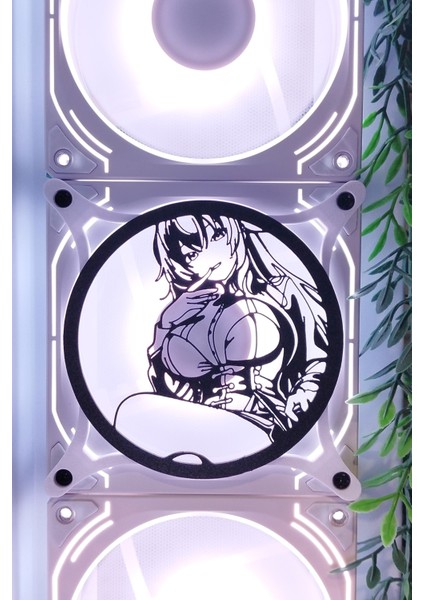 Rias Gremory 120X120 mm Beyaz Çerçeveli Oyun Pc Aksesuarı, Masaüstü Bilgisayar Fan Kapağı