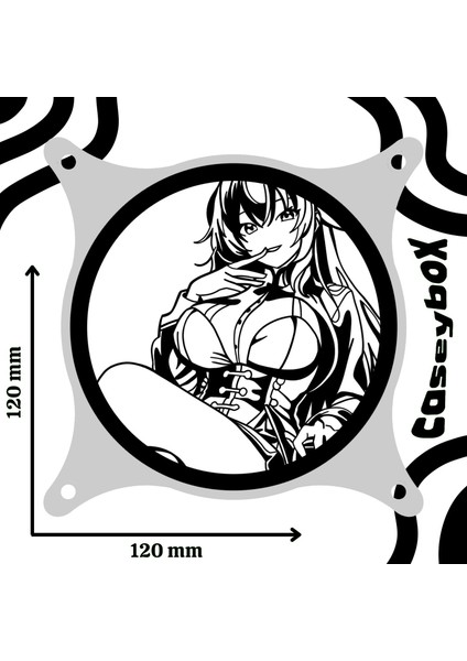 Rias Gremory 120X120 mm Beyaz Çerçeveli Oyun Pc Aksesuarı, Masaüstü Bilgisayar Fan Kapağı