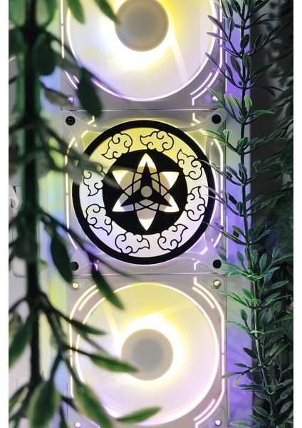 Itachi Sharingan Eye 120X120MM Beyaz Çerçeveli Pc Aksesuarı Masaüstü Bilgisayar Fan Kapağı