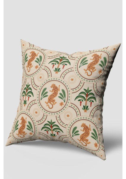 Tropikal Leopar Desenli Kırlent Kılıfı