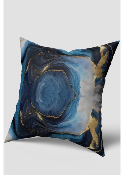 Lacivert Mavi Soyut Desenli Kırlent Kılıfı