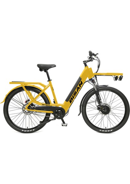 Felicity Elektrikli Bisiklet 50 cm Disk Fren 27,5 Jant 7 Vites Cat Sarı Siyah