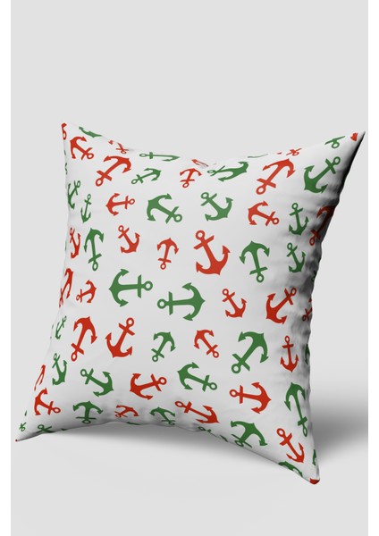 Yeşil Beyaz Marin Desenli Kırlent Kılıfı