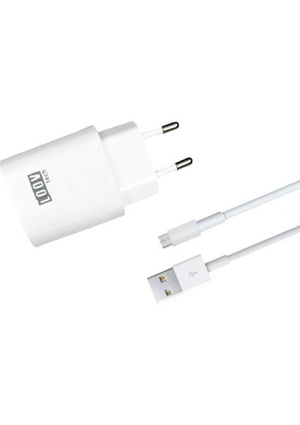USB Beyaz Telefon Şarj Aleti ve Kablosu Hızlı Şarj Aleti (2.1A 10W 3100MAH+GÜVENLI ve Stabil Şarj)