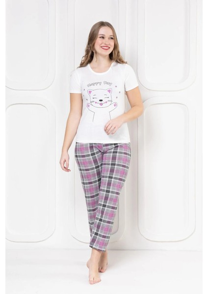 Ekose Desen Kadın Pijama Takımı