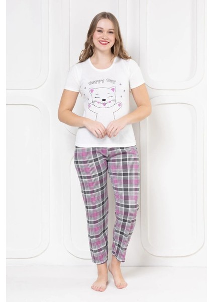 Ekose Desen Kadın Pijama Takımı modelleri