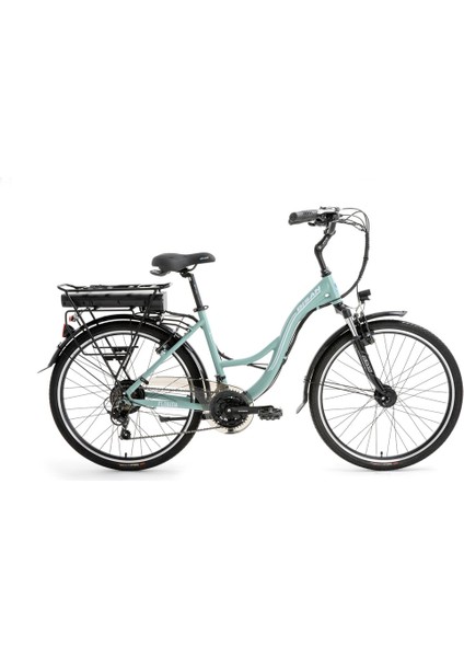 Florida Elektrikli Bisiklet 43 cm V 26 Jant 21 Vites Çağla Yeşili Beyaz