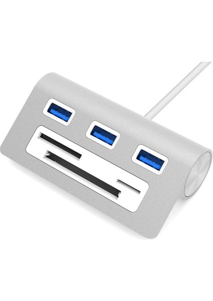 3 Bağlantı Noktalı Alüminyum USB 3.0 Hub ve Çoklu Kart Okuyucu (Hb-Macr)