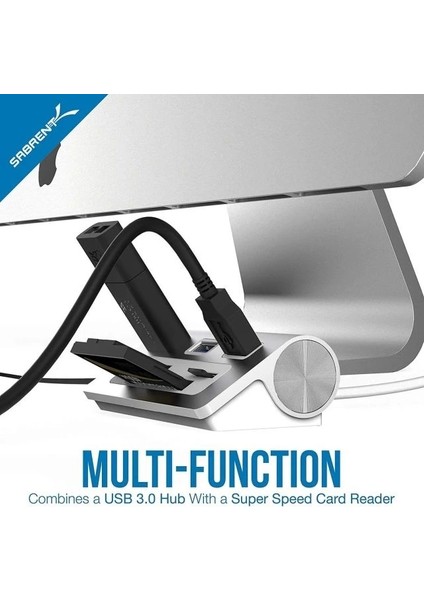 3 Bağlantı Noktalı Alüminyum USB 3.0 Hub ve Çoklu Kart Okuyucu (Hb-Macr)