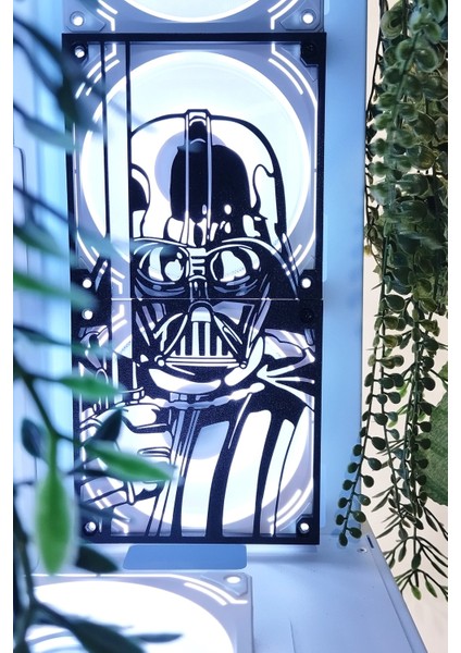 Darth Vader 120X240 mm Siyah Çerçeveli Pc Aksesuarı, Masaüstü Bilgisayar Fan Kapağı