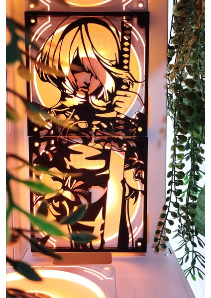 Nier: Automata 120X240 mm Siyah Çerçeveli Pc Aksesuarı, Masaüstü Bilgisayar Fan Kapağı