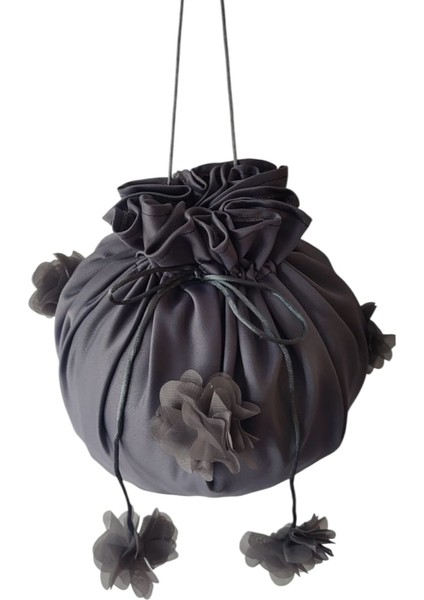 Gelin Kına Takı Kesesi,takı Çantası,koyu Gri Renk Gelin Takı Kesesi