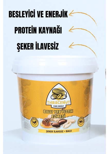 Ballı Yer Fıstık Ezmesi 1000G – %90 Fıstık %10 Bal – Doğal Katkısız – Şeker Ilavesiz – Protein Kaynağı