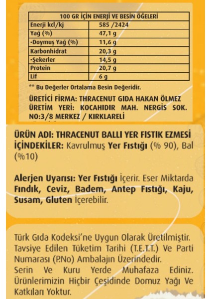 Ballı Yer Fıstık Ezmesi 1000G – %90 Fıstık %10 Bal – Doğal Katkısız – Şeker Ilavesiz – Protein Kaynağı