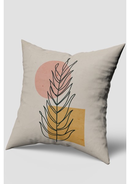 Turuncu Bohem Yaprak Desenli Kırlent Kılıfı