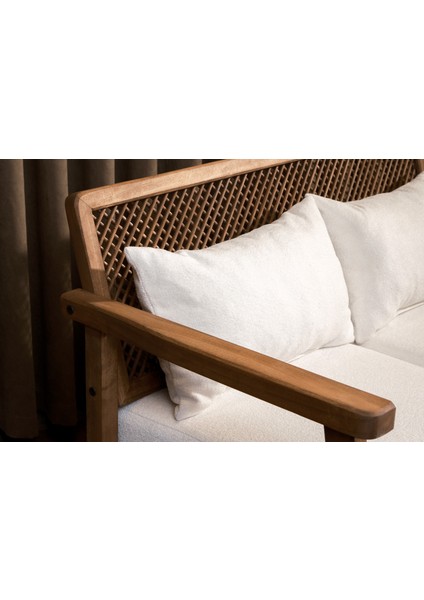 Merlin Hazeranlı Açık Ceviz Ahşap Teddy Beyaz Kumaş Ikili Kanepe fırsatları