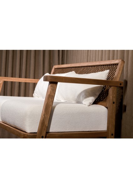 Merlin Hazeranlı Açık Ceviz Ahşap Teddy Beyaz Kumaş Ikili Kanepe indirimleri