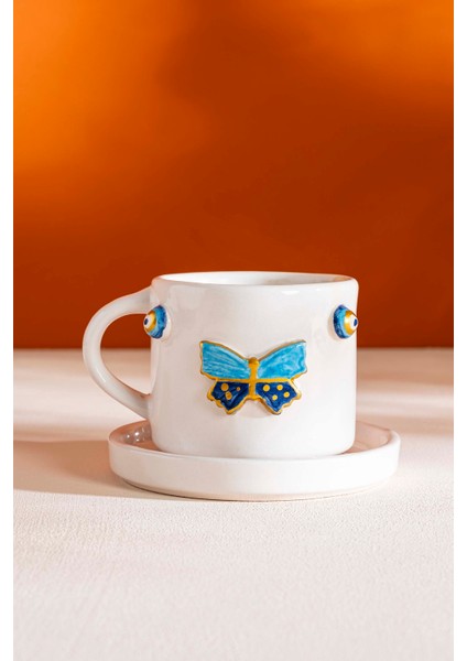 Kelebek Amore El Yapımı Seramik Double Kahve Fincanı Mug Kupa fiyatları