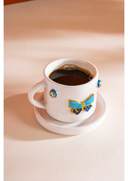 Kelebek Amore El Yapımı Seramik Double Kahve Fincanı Mug Kupa modelleri