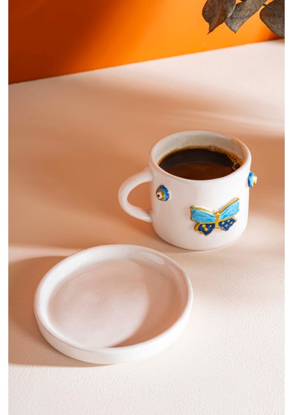 Kelebek Amore El Yapımı Seramik Double Kahve Fincanı Mug Kupa indirimleri